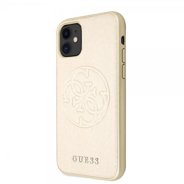 Guess iPhone 11 Cover Saffiano Guld
