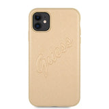 Guess iPhone 11 Cover Saffiano Vintage Script Guld