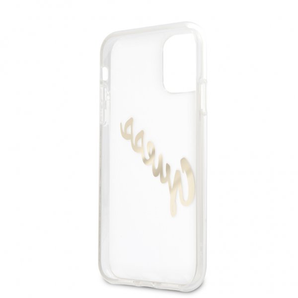Guess iPhone 11 Cover Vintage Script Guld Klar
