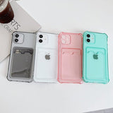 iPhone 11 Cover Kortholder Stødsikkert Gennemsigtigt