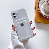 iPhone 11 Cover Kortholder Stødsikkert Gennemsigtigt
