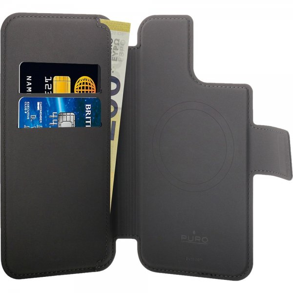 Puro iPhone 12/13/14/15 Pro Max/iPhone 14/15 Plus Etui MagSafe Folio Sort