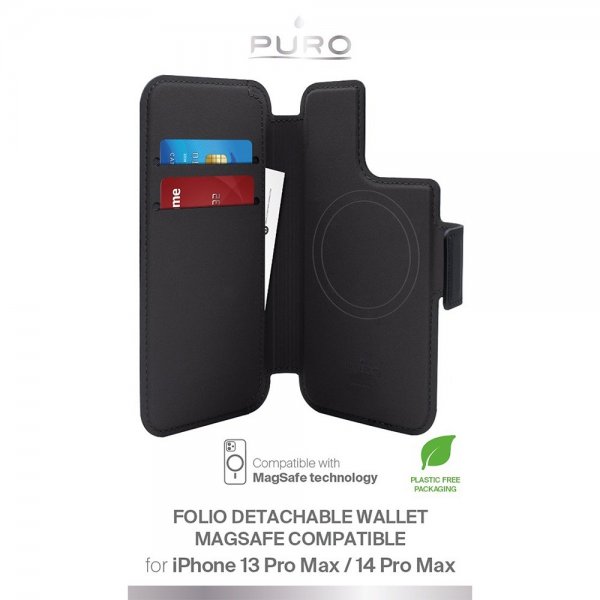 Puro iPhone 12/13/14/15 Pro Max/iPhone 14/15 Plus Etui MagSafe Folio Sort