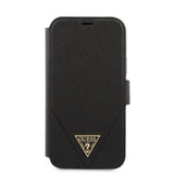 Guess iPhone 12/iPhone 12 Pro Etui Gold Triangle Saffiano Sort