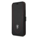 Ferrari iPhone 12/iPhone 12 Pro Etui Logo Perforeret Sort