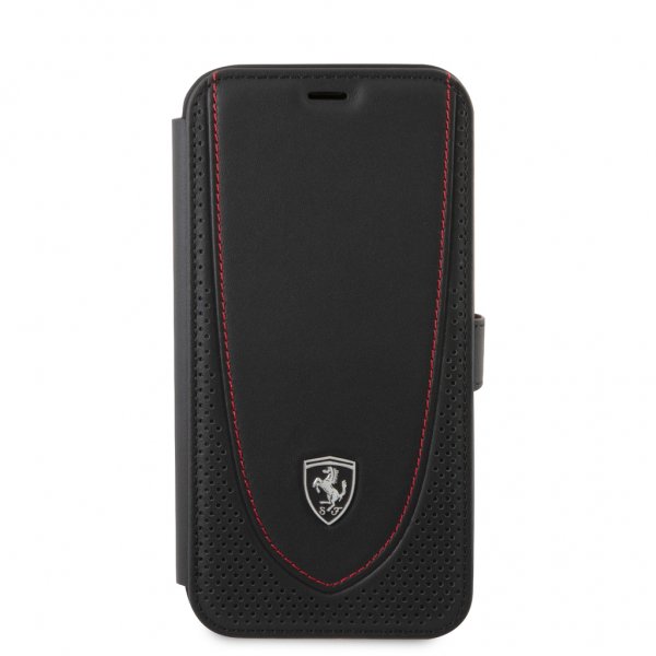 Ferrari iPhone 12/iPhone 12 Pro Etui Logo Perforeret Sort