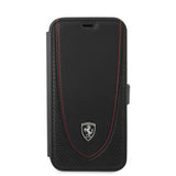 Ferrari iPhone 12/iPhone 12 Pro Etui Logo Perforeret Sort