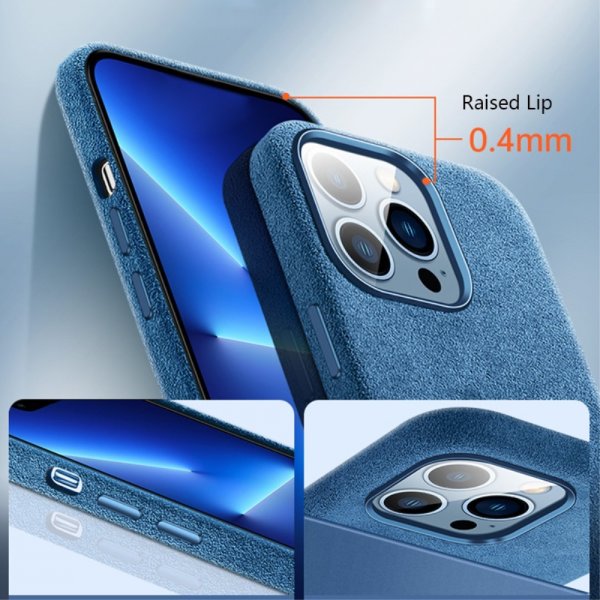 iPhone 12/iPhone 12 Pro Cover Alcantara MagSafe Blå