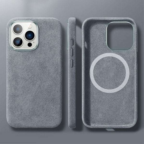 iPhone 12/iPhone 12 Pro Cover Alcantara MagSafe Grå