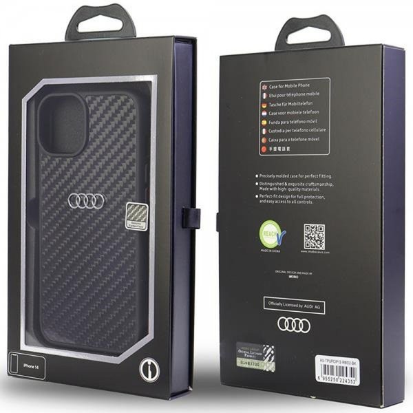Audi iPhone 12/iPhone 12 Pro Cover Carbon Fiber Sort