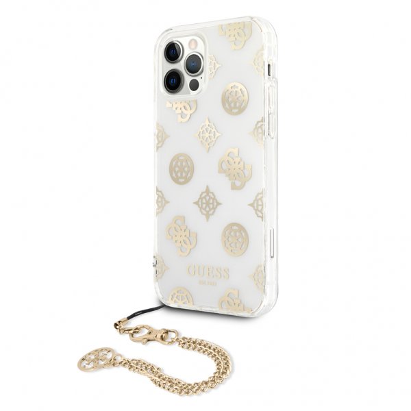 Guess iPhone 12/iPhone 12 Pro Etui Kæde Peony Guld