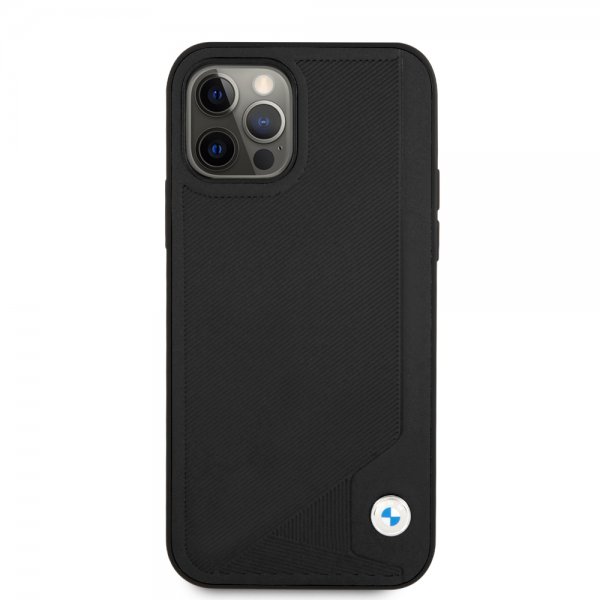 BMW iPhone 12/iPhone 12 Pro Cover Debossed Stripes Sort