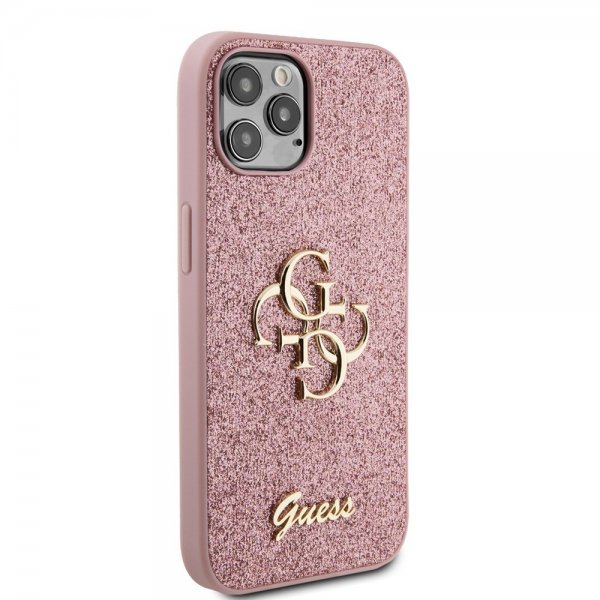 Guess iPhone 12/iPhone 12 Pro Cover Fixed Glitter Rosa