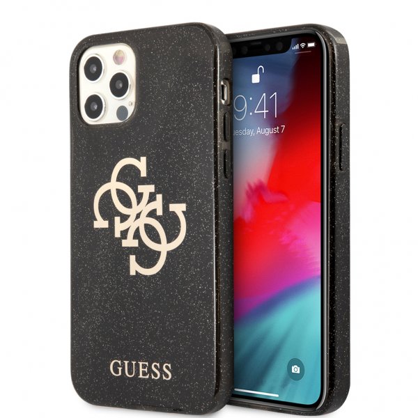 Guess iPhone 12/iPhone 12 Pro Cover Fuld Glitter Sort