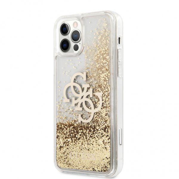 Guess iPhone 12/iPhone 12 Pro Cover Flydende Glitter Guld Klar