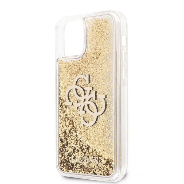 Guess iPhone 12/iPhone 12 Pro Cover Flydende Glitter Guld Klar