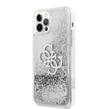 Guess iPhone 12/iPhone 12 Pro Cover Liquid Glitter Sølv Klar