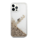 Guess iPhone 12/iPhone 12 Pro Cover Liquid Glitter Vintage Guld