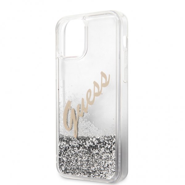 Guess iPhone 12/iPhone 12 Pro Cover Liquid Glitter Vintage Silver