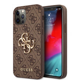 Guess iPhone 12/iPhone 12 Pro Cover Metal Logo Brun