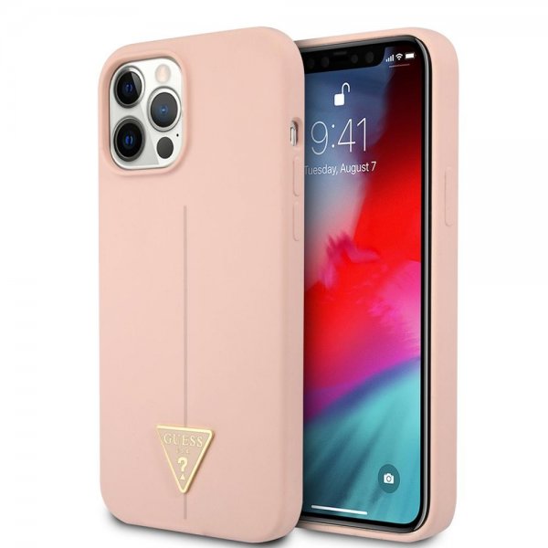 Guess iPhone 12/iPhone 12 Pro Cover Metal Triangle Rosa