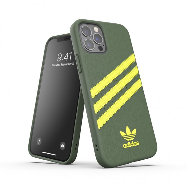 Adidas iPhone 12/iPhone 12 Pro Cover Støbt Etui PU Wild Pine/Acid Yellow