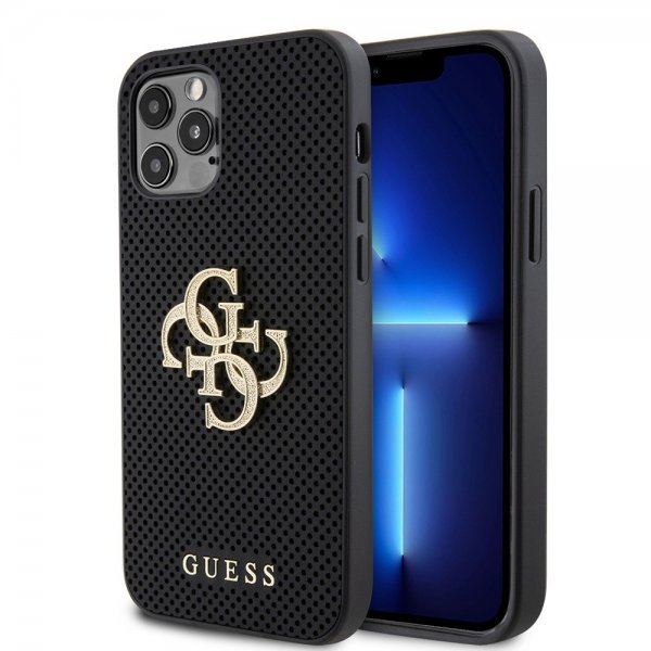 Guess iPhone 12/iPhone 12 Pro Cover Perforated Glitter Sort