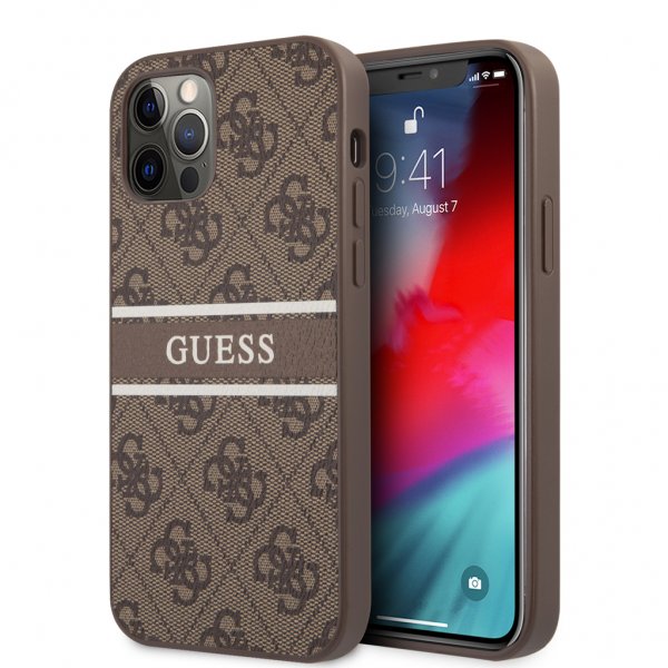 Guess iPhone 12/iPhone 12 Pro Cover Printed Stripe Brun