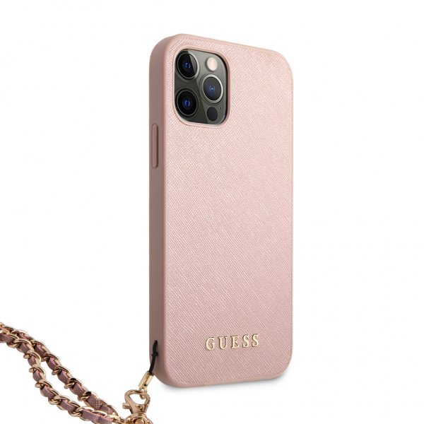 Guess iPhone 12/iPhone 12 Pro Cover Saffiano Chain Rosa