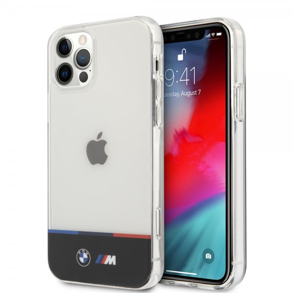 BMW iPhone 12/iPhone 12 Pro Cover Tricolor Stripe Transparent