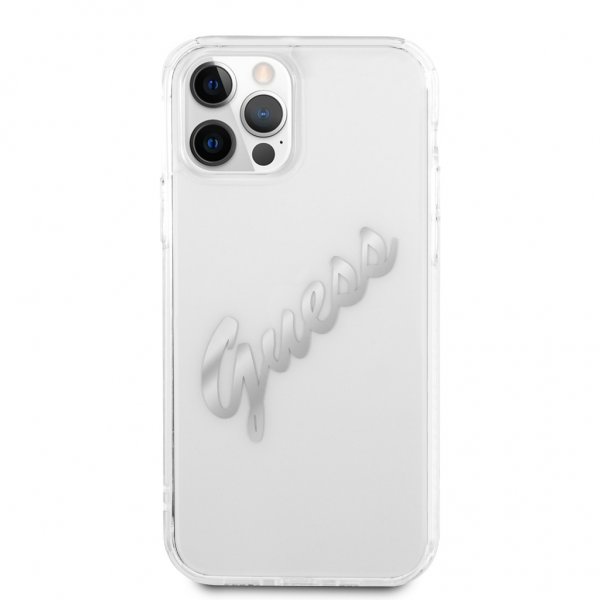 Guess iPhone 12/iPhone 12 Pro Cover Vintage Script Silver Klar
