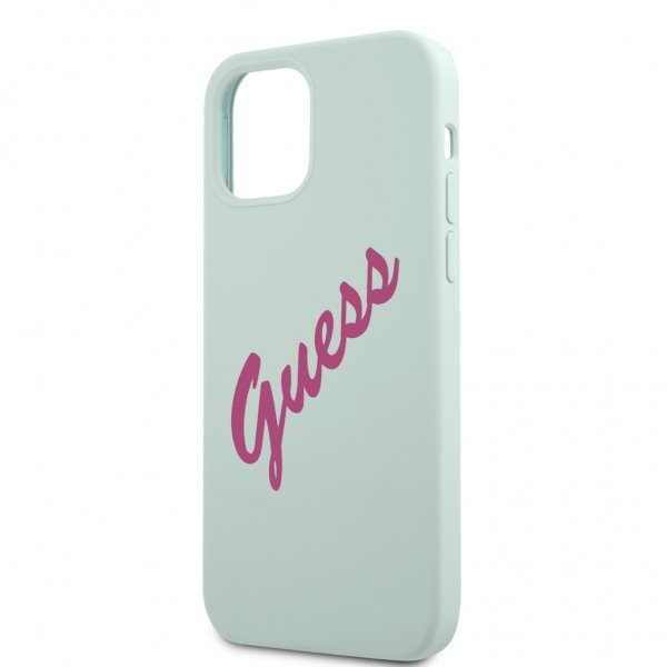 Guess iPhone 12/iPhone 12 Pro Cover Vintage Silicone Script Blå