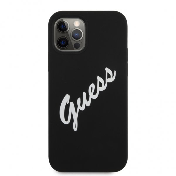 Guess iPhone 12/iPhone 12 Pro Cover Vintage Silicone Sort