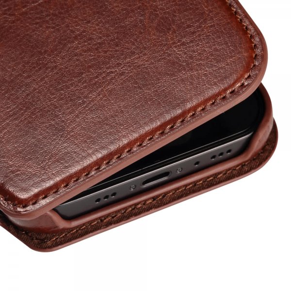 holdit iPhone 12/iPhone 12 Pro Etui Berlin Aftageligt Cover Mørkebrun