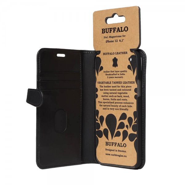 Buffalo iPhone 12/iPhone 12 Pro Etui Buffalo Aftageligt Cover Sort