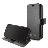 Guess iPhone 12/iPhone 12 Pro Etui Lædertekstur Sort