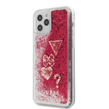 Guess iPhone 12/iPhone 12 Pro Cover Liquid Glitter Charms Raspberry