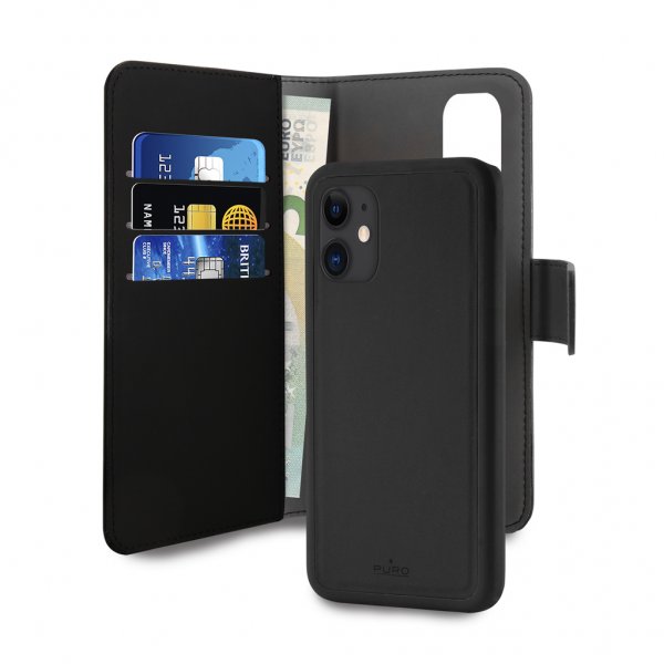 Puro iPhone 12 Mini Cover Wallet Detachable 2 in 1 Sort