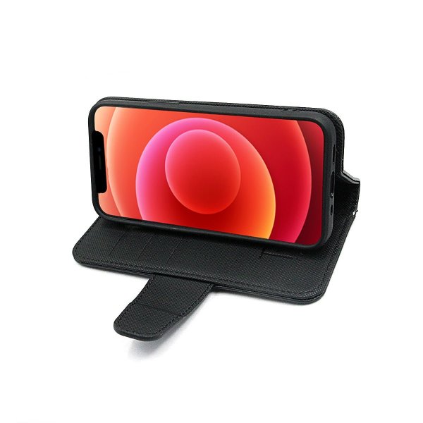 Rvelon iPhone 12 Mini Cover Udklappeligt Kortrum Sort