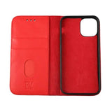 Rvelon iPhone 12 Mini Cover Ægte Læder Rød