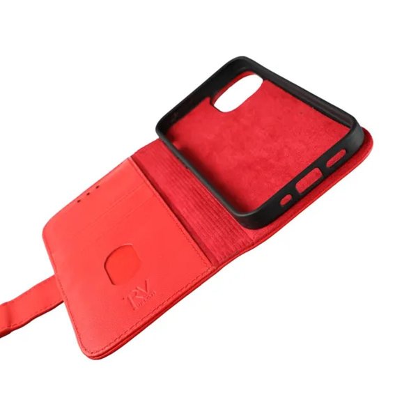 Rvelon iPhone 12 Mini Cover Ægte Læder Rød