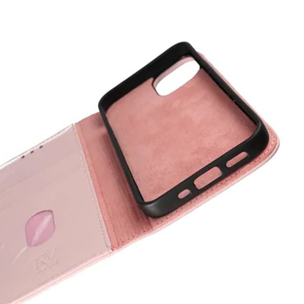 Rvelon iPhone 12 Mini Cover Ægte Læder Rosa