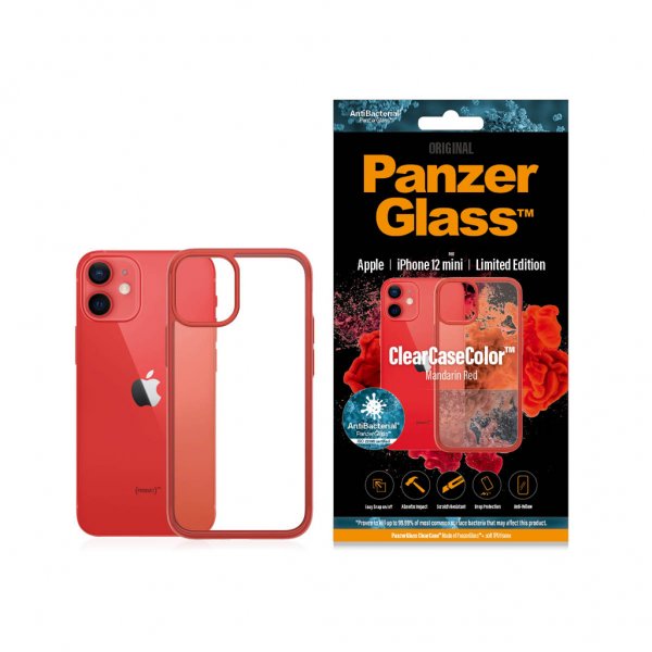 PanzerGlass iPhone 12 Mini Cover ClearCase Color Mandarin Red