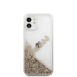 Guess iPhone 12 Mini Cover Liquid Glitter Vintage Guld