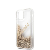 Guess iPhone 12 Mini Cover Liquid Glitter Vintage Guld