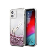 Guess iPhone 12 Mini Cover Liquid Glitter Vintage Rose