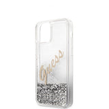 Guess iPhone 12 Mini Cover Liquid Glitter Vintage Silver