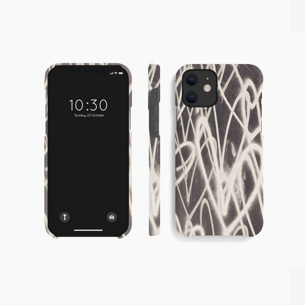 agood company iPhone 12 Mini Cover Plantebaseret Graffiti Heart Black White