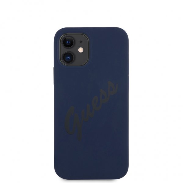 Guess iPhone 12 Mini Cover Vintage Silikone Blå