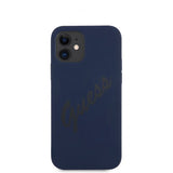 Guess iPhone 12 Mini Cover Vintage Silikone Blå